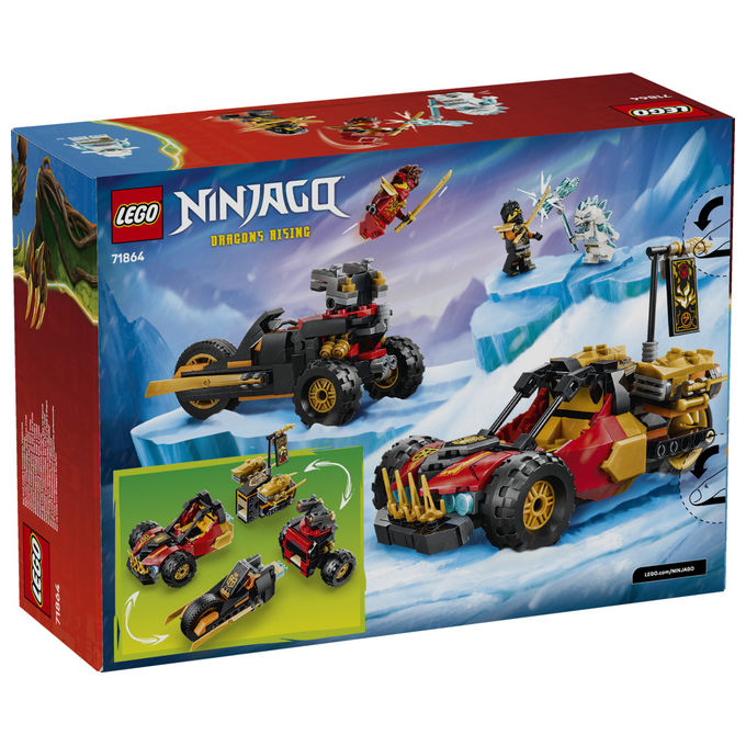 Lego 71864 Ninjago Veicoli Combinanti di Kai e Cole Set Costruzioni 394 Pezzi 3 Minifigure da 7 Anni