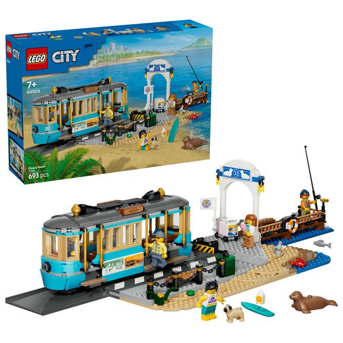 Lego 60506 City Tram Classico della Spiaggia Set da Costruzione 693 Pezzi 5 Minifigure per Bambini 7+