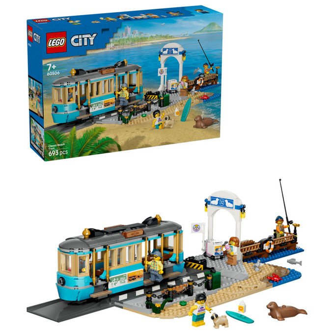 Lego 60506 City Tram Classico della Spiaggia Set da Costruzione 693 Pezzi 5 Minifigure per Bambini 7+