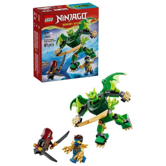 Lego 71862 NINJAGO Dragons Rising Set da Costruzione Mech Drago di Lloyd con 3 Minifigure 81 pezzi eta' 6+