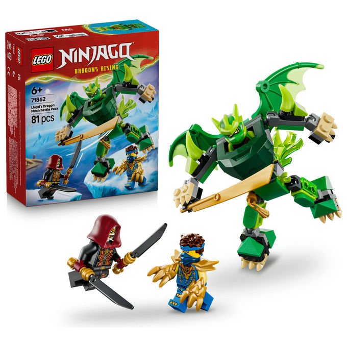 Lego 71862 NINJAGO Dragons Rising Set da Costruzione Mech Drago di Lloyd con 3 Minifigure 81 pezzi eta' 6+