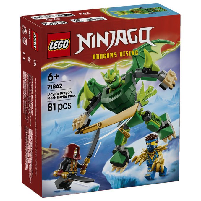 Lego 71862 NINJAGO Dragons Rising Set da Costruzione Mech Drago di Lloyd con 3 Minifigure 81 pezzi eta' 6+