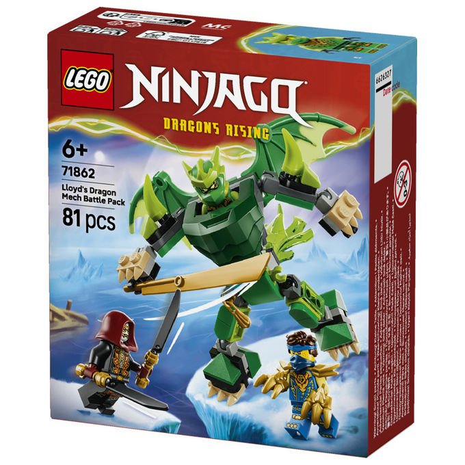 Lego 71862 NINJAGO Dragons Rising Set da Costruzione Mech Drago di Lloyd con 3 Minifigure 81 pezzi eta' 6+
