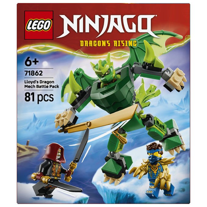 Lego 71862 NINJAGO Dragons Rising Set da Costruzione Mech Drago di Lloyd con 3 Minifigure 81 pezzi eta' 6+