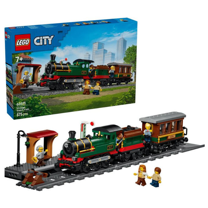 Lego 60511 City Treno a Vapore Vintage Set Costruibile 575 Pezzi 5 Minifigure per Bambini 7+