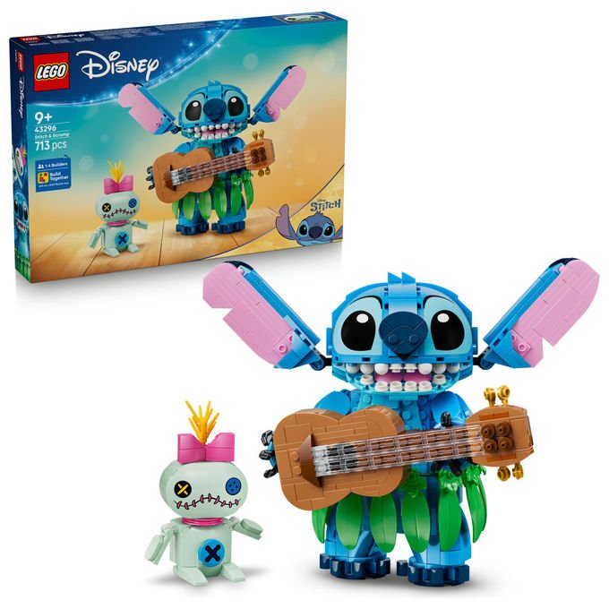 Lego 43296 Disney Stitch e Scrump Set da Costruzione 713 Pezzi 2 Action Figure con Accessori per Bambini 9+ colore Multicolore