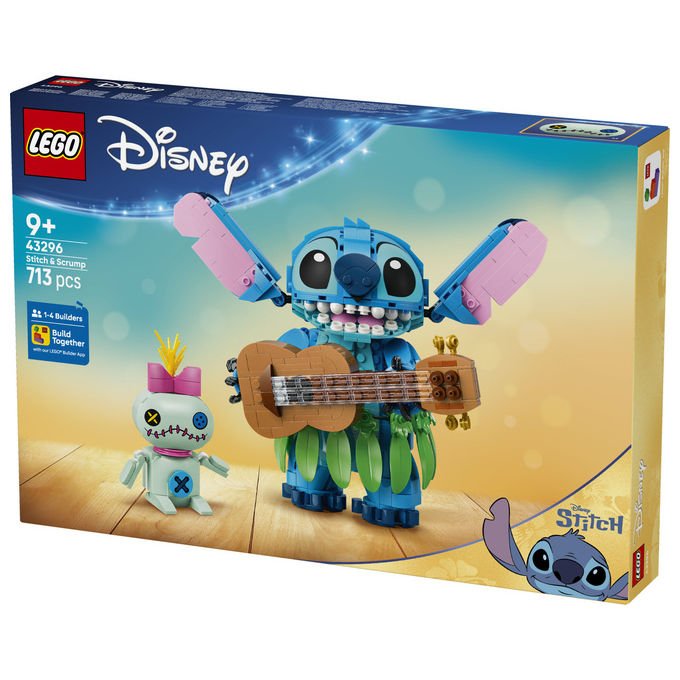 Lego 43296 Disney Stitch e Scrump Set da Costruzione 713 Pezzi 2 Action Figure con Accessori per Bambini 9+ colore Multicolore