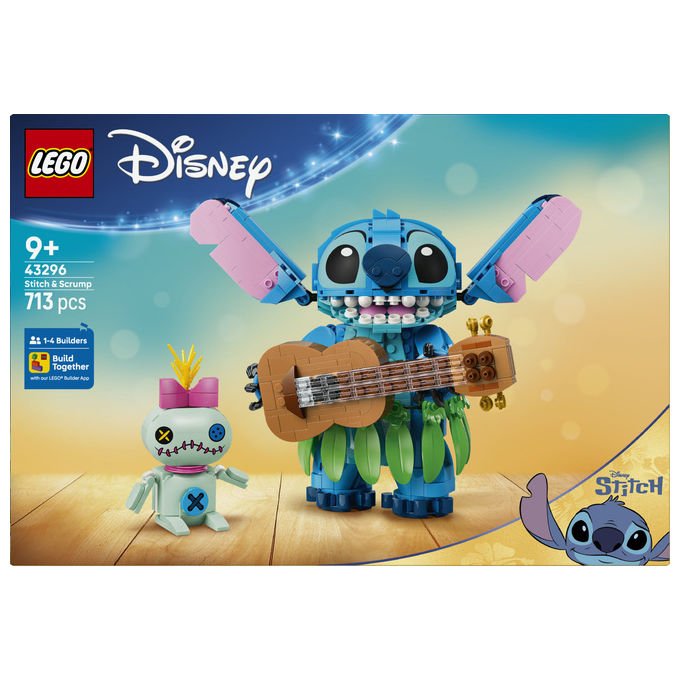 Lego 43296 Disney Stitch e Scrump Set da Costruzione 713 Pezzi 2 Action Figure con Accessori per Bambini 9+ colore Multicolore