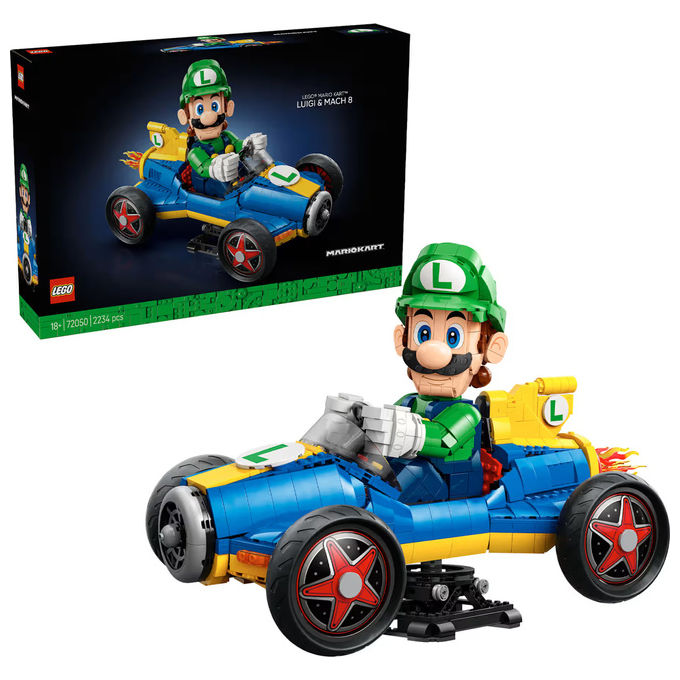 Lego 72050 Super Mario Mario Kart Luigi e Mach 8 Set da Costruzione per Adulti 2234 Pezzi 41x23x25 cm