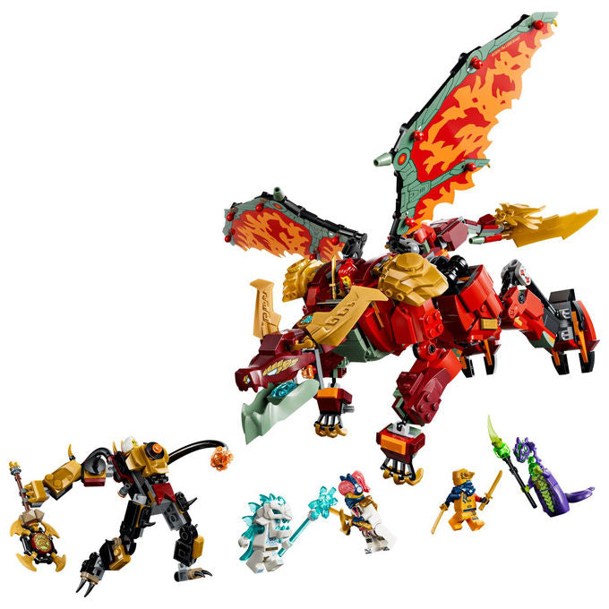 Lego 71868 Ninjago Mech Drago Mutaforma di Wyldfyre Set da Costruzione 2 in 1 Dragons Rising 821 pezzi 6 Minifigure 9+