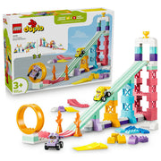Lego 10478 DUPLO Town Set da costruzione Rampe Creative 3 in 1 con Veicoli 111 pezzi 2 Auto da Corsa 3+ anni