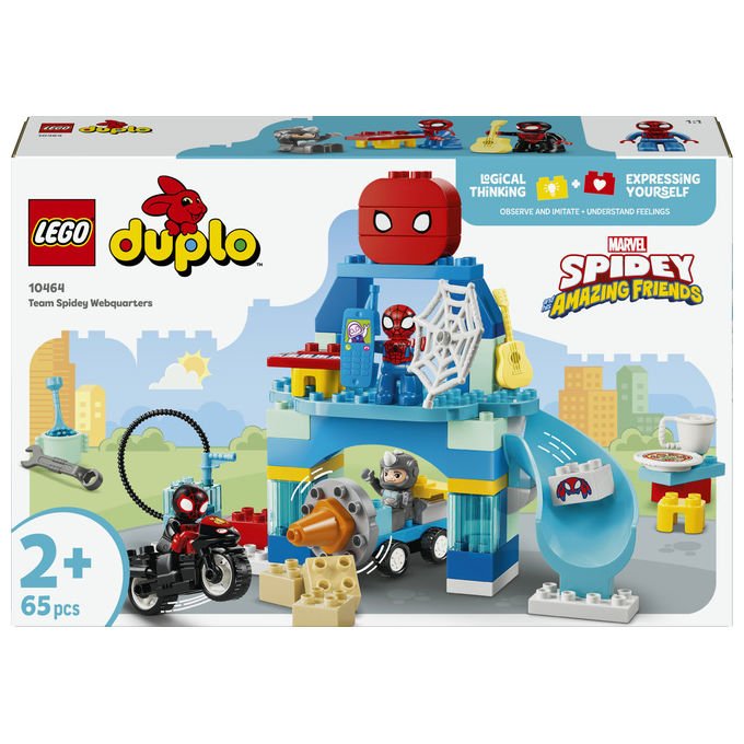 Lego 10464 DUPLO Marvel Webquarters del Team Spidey Set da Costruzione 65 pezzi 3 Personaggi con Moto per Bambini da 2 anni