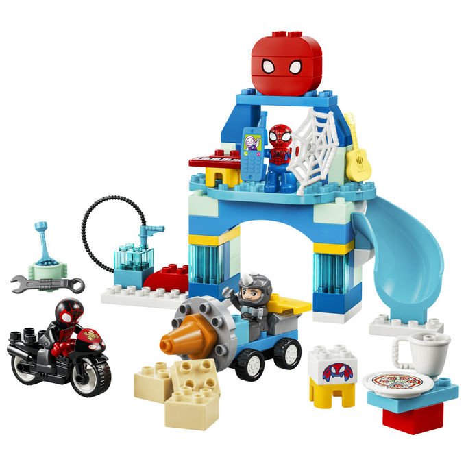 Lego 10464 DUPLO Marvel Webquarters del Team Spidey Set da Costruzione 65 pezzi 3 Personaggi con Moto per Bambini da 2 anni