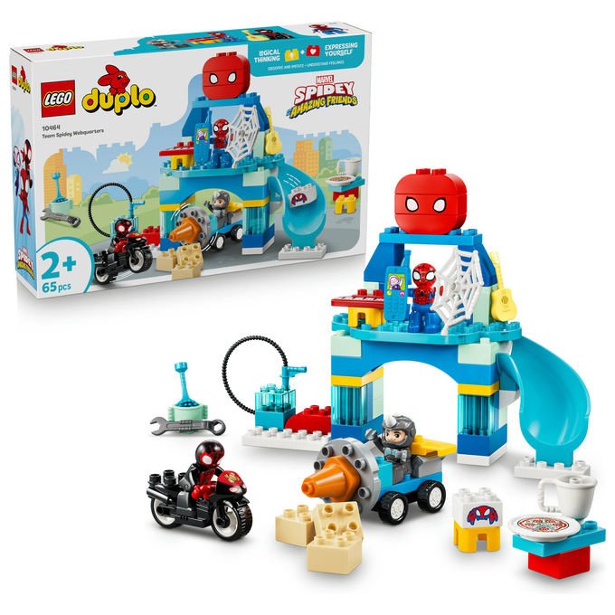 Lego 10464 DUPLO Marvel Webquarters del Team Spidey Set da Costruzione 65 pezzi 3 Personaggi con Moto per Bambini da 2 anni