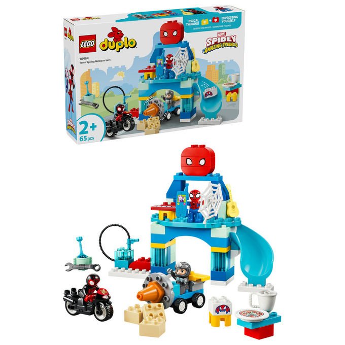 Lego 10464 DUPLO Marvel Webquarters del Team Spidey Set da Costruzione 65 pezzi 3 Personaggi con Moto per Bambini da 2 anni