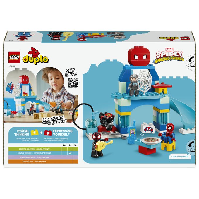 Lego 10464 DUPLO Marvel Webquarters del Team Spidey Set da Costruzione 65 pezzi 3 Personaggi con Moto per Bambini da 2 anni