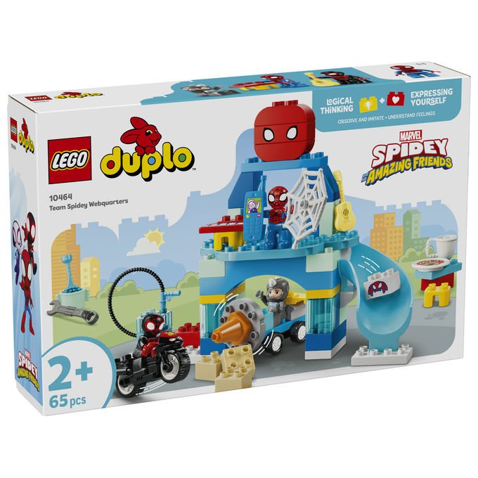 Lego 10464 DUPLO Marvel Webquarters del Team Spidey Set da Costruzione 65 pezzi 3 Personaggi con Moto per Bambini da 2 anni