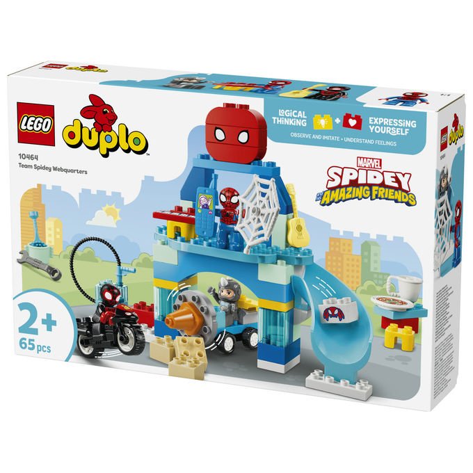 Lego 10464 DUPLO Marvel Webquarters del Team Spidey Set da Costruzione 65 pezzi 3 Personaggi con Moto per Bambini da 2 anni
