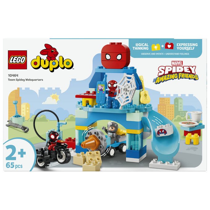 Lego 10464 DUPLO Marvel Webquarters del Team Spidey Set da Costruzione 65 pezzi 3 Personaggi con Moto per Bambini da 2 anni
