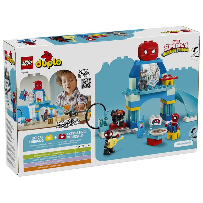 Lego 10464 DUPLO Marvel Webquarters del Team Spidey Set da Costruzione 65 pezzi 3 Personaggi con Moto per Bambini da 2 anni