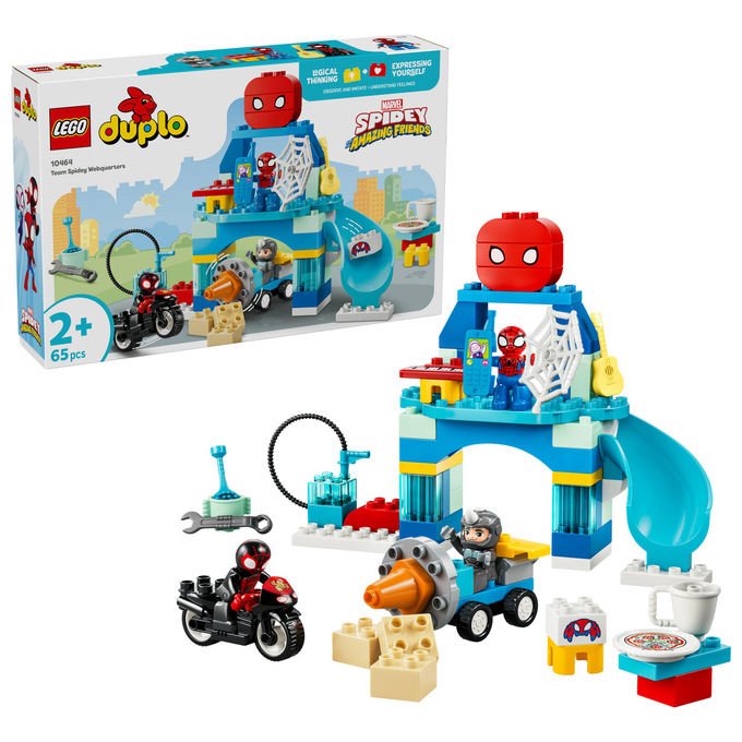 Lego 10464 DUPLO Marvel Webquarters del Team Spidey Set da Costruzione 65 pezzi 3 Personaggi con Moto per Bambini da 2 anni