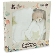 Teorema GOGO Set Copertina e Doudou Neonato Orsetto con Sonaglio 80x100 cm Unisex colore Bianco Beige