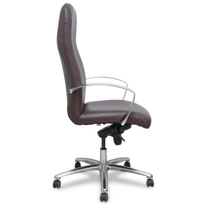 Piqueras Y Crespo 115DBSP463 Caudete Poltrona ufficio ergonomica ecopelle schienale alto braccioli fissi ruote 360° colore Marrone