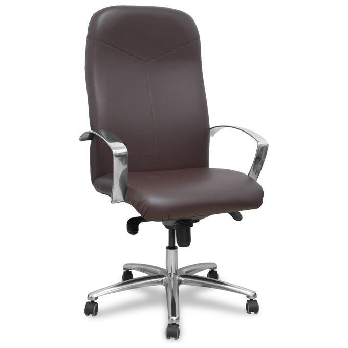 Piqueras Y Crespo 115DBSP463 Caudete Poltrona ufficio ergonomica ecopelle schienale alto braccioli fissi ruote 360° colore Marrone