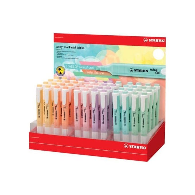 Stabilo 275-48-8-2 Swing Cool Pastel Espositore 48 Evidenziatori Punta Scalpello 1-4 mm Inchiostro Acqua colore Assortiti