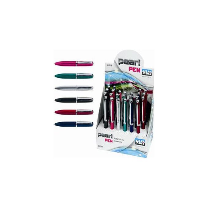 Niji 3814 Penna a sfera mini retrattile a scatto in metallo 10 cm confezione 24 pz colore Multicolore