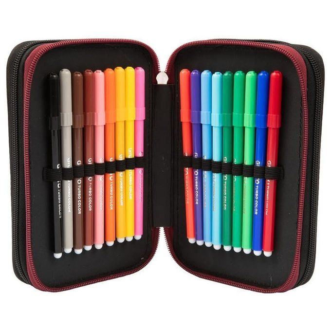 Pelikan 400207261 Monsters Astuccio Scolastico 3 Zip Completo 18 Matite Colorate 18 Pennarelli Colorella Star