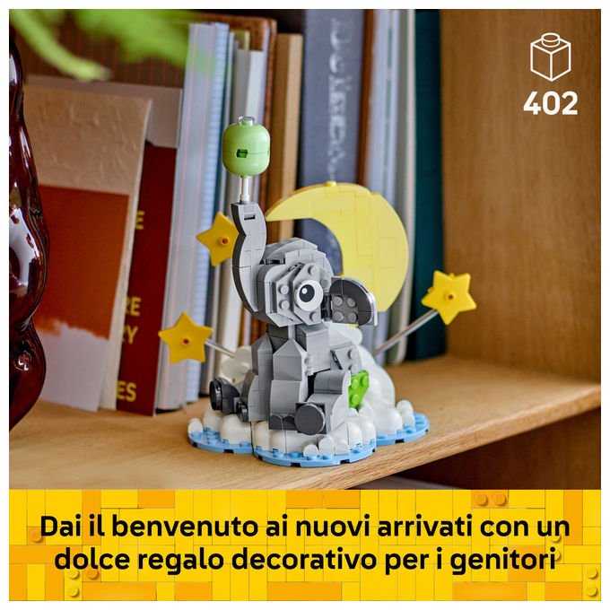 Lego 40814 Iconic Set da Costruzione Baby Elefantino tra le Stelle 402 pezzi Regalo Neogenitori colore Multicolore