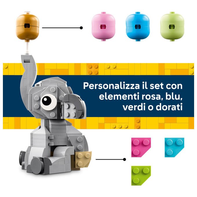 Lego 40814 Iconic Set da Costruzione Baby Elefantino tra le Stelle 402 pezzi Regalo Neogenitori colore Multicolore