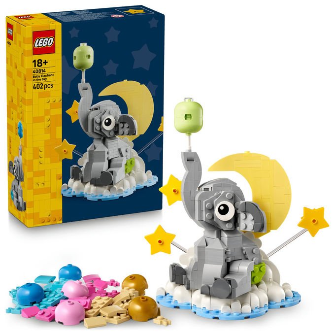 Lego 40814 Iconic Set da Costruzione Baby Elefantino tra le Stelle 402 pezzi Regalo Neogenitori colore Multicolore