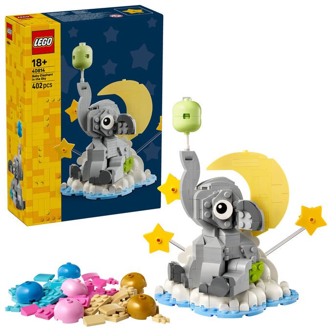 Lego 40814 Iconic Set da Costruzione Baby Elefantino tra le Stelle 402 pezzi Regalo Neogenitori colore Multicolore