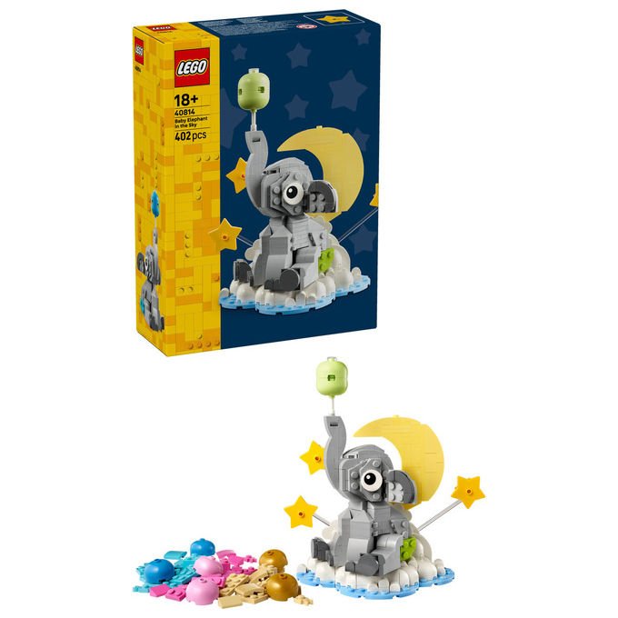 Lego 40814 Iconic Set da Costruzione Baby Elefantino tra le Stelle 402 pezzi Regalo Neogenitori colore Multicolore
