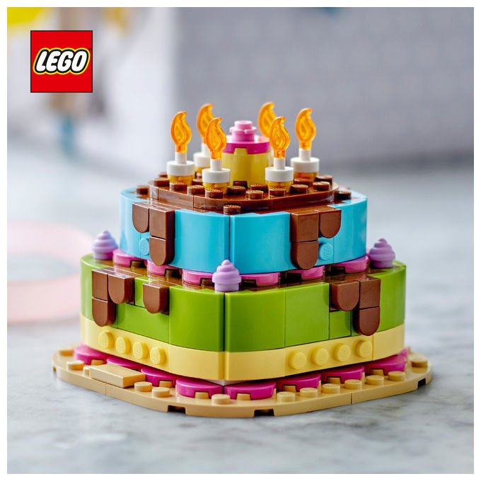 Lego 40815 Iconic Set da Costruzione Torta della Festa di Compleanno 219 Pezzi 7+ anni colore Multicolore