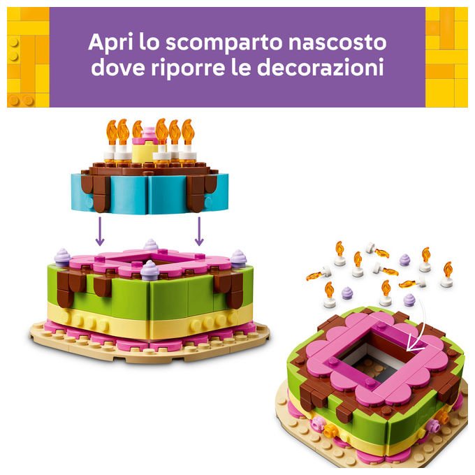 Lego 40815 Iconic Set da Costruzione Torta della Festa di Compleanno 219 Pezzi 7+ anni colore Multicolore