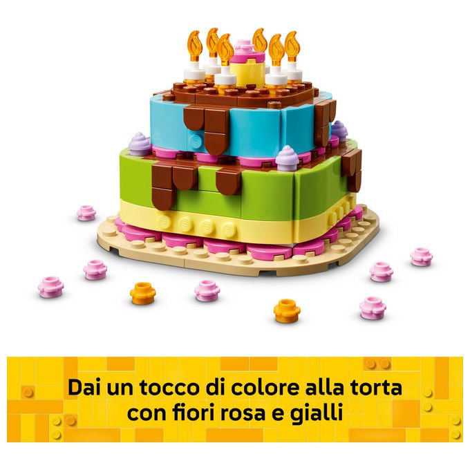 Lego 40815 Iconic Set da Costruzione Torta della Festa di Compleanno 219 Pezzi 7+ anni colore Multicolore