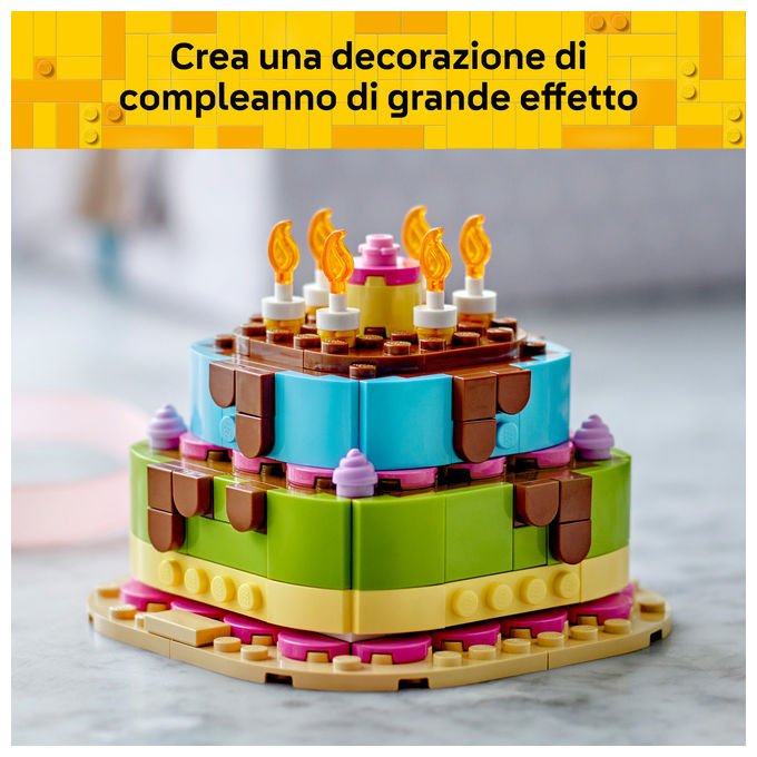 Lego 40815 Iconic Set da Costruzione Torta della Festa di Compleanno 219 Pezzi 7+ anni colore Multicolore