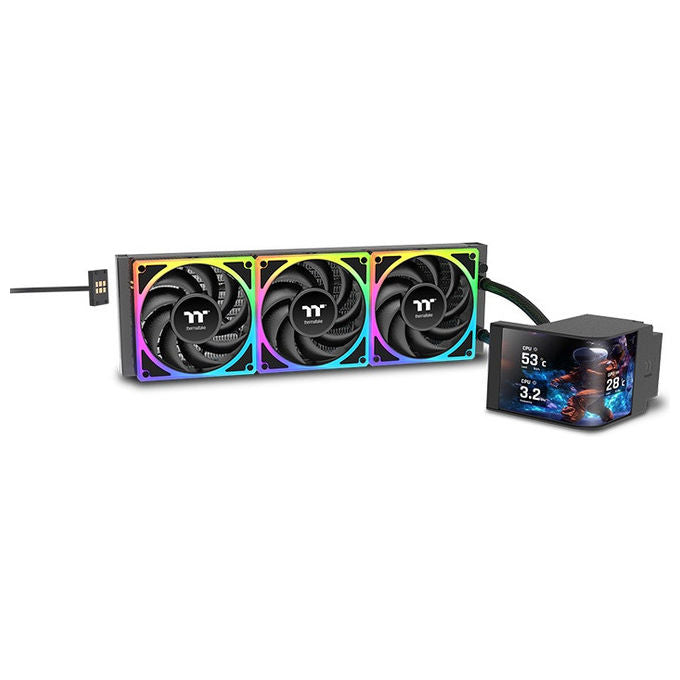 Thermaltake CL-W453-PL12SW-A MAGCurve 360 Ultra Kit Raffreddamento a Liquido AIO ARGB 360mm 3 Ventole 120mm 500 2500 rpm Display LCD TDP 360W colore Nero
