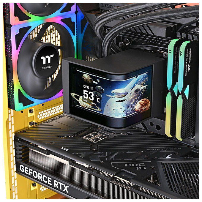 Thermaltake CL-W453-PL12SW-A MAGCurve 360 Ultra Kit Raffreddamento a Liquido AIO ARGB 360mm 3 Ventole 120mm 500 2500 rpm Display LCD TDP 360W colore Nero