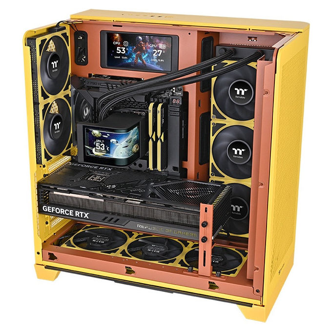 Thermaltake CL-W453-PL12SW-A MAGCurve 360 Ultra Kit Raffreddamento a Liquido AIO ARGB 360mm 3 Ventole 120mm 500 2500 rpm Display LCD TDP 360W colore Nero