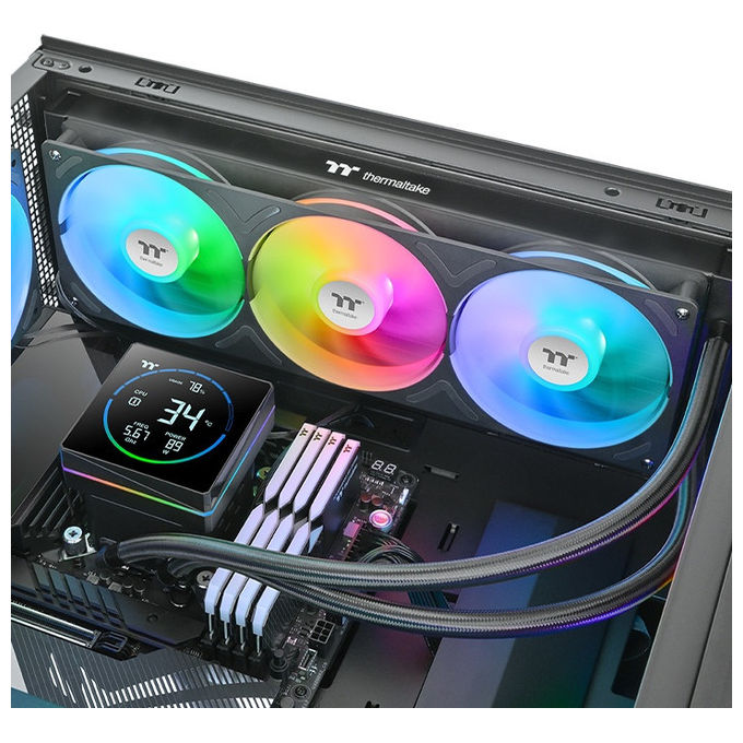 Thermaltake CL-W470-PL12SW-A TH360-S V3 Dissipatore AIO Liquido 360mm ARGB Sync 3 Ventole 500 2500 rpm 37,8 dB colore Nero