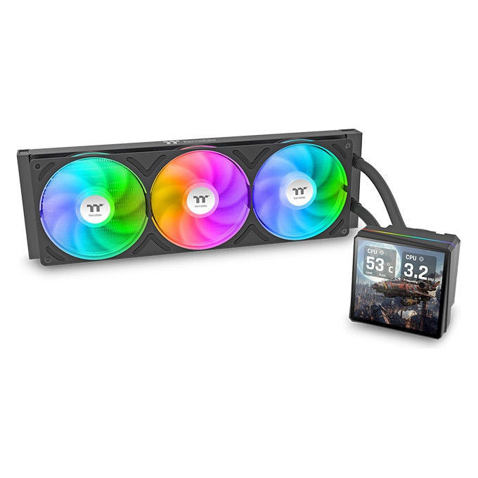 Thermaltake CL-W474-PL12SW-A TH360 V3 Ultra ARGB Dissipatore AIO Liquid Cooler 360mm LCD 3.95'' ARGB Sync 2500 rpm 37.8 dB colore Nero