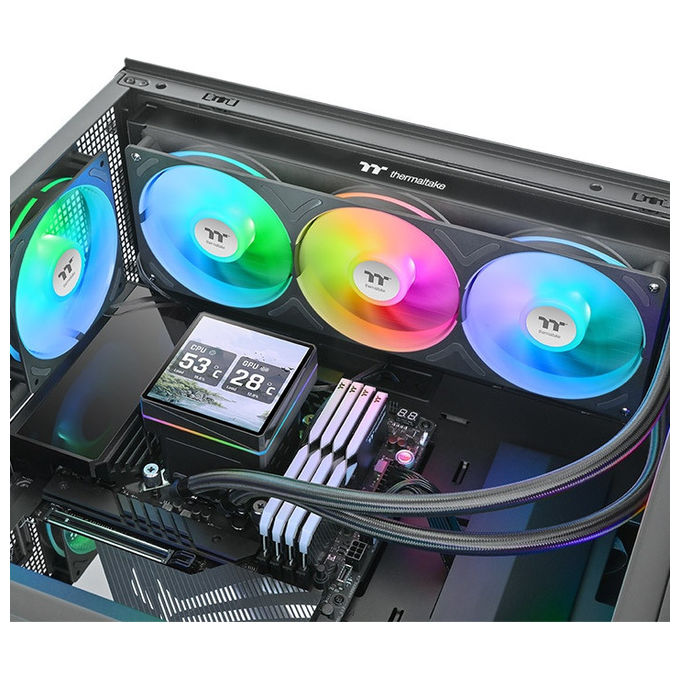 Thermaltake CL-W474-PL12SW-A TH360 V3 Ultra ARGB Dissipatore AIO Liquid Cooler 360mm LCD 3.95'' ARGB Sync 2500 rpm 37.8 dB colore Nero