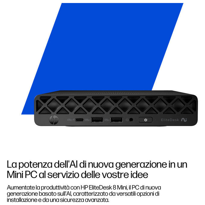 HP D5BK5AT EliteDesk 8 Mini G1a Mini PC AMD Ryzen AI 7 350 16 GB DDR5 512 GB SSD NVMe Wi-Fi 7 Windows 11 Pro colore Jack black