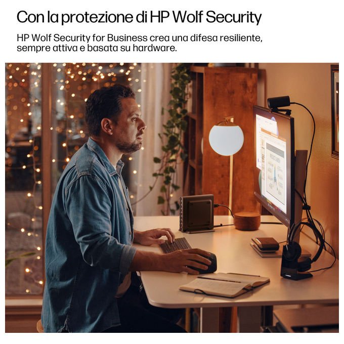 HP D5BK5AT EliteDesk 8 Mini G1a Mini PC AMD Ryzen AI 7 350 16 GB DDR5 512 GB SSD NVMe Wi-Fi 7 Windows 11 Pro colore Jack black