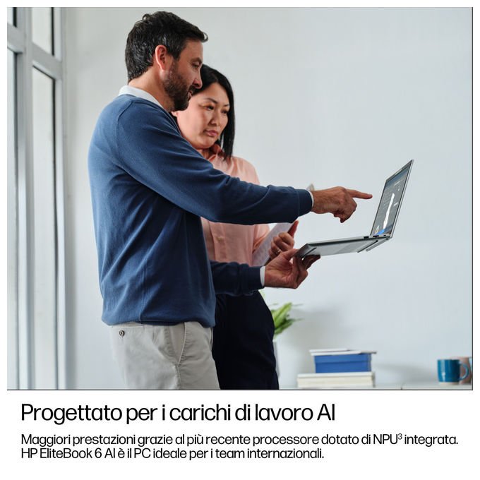 HP D76K6ET EliteBook 6 G1i Notebook AI PC 14'' Intel Core Ultra 5 235U 16 GB DDR5 512 GB SSD NVMe Wi-Fi 6E Windows 11 Pro colore Argento