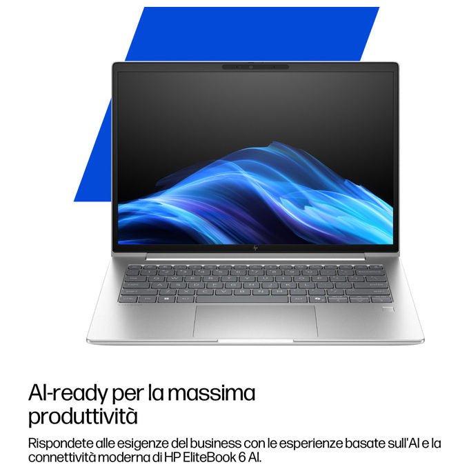 HP D76K6ET EliteBook 6 G1i Notebook AI PC 14'' Intel Core Ultra 5 235U 16 GB DDR5 512 GB SSD NVMe Wi-Fi 6E Windows 11 Pro colore Argento